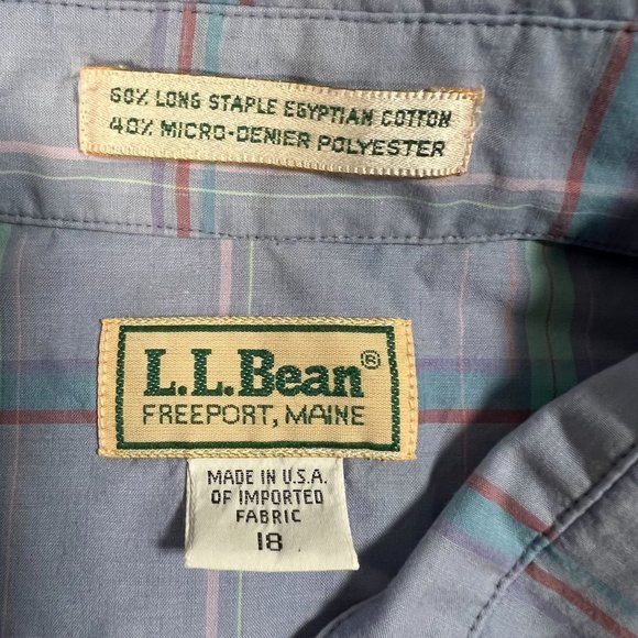 L.L. Bean Pastel Purple Plaid Button Up Youth Sz 18 Short Sleeve Collared Shirt - Picture 3 of 10